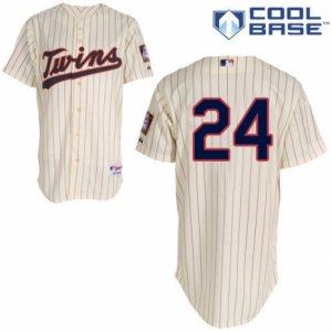Men\'s Majestic Minnesota Twins #24 Trevor Plouffe Replica Cream Alternate Cool Base MLB Jersey