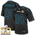 Nike Carolina Panthers #24 Josh Norman Lights Out Black Super Bowl 50 Men Stitched NFL Elite Jersey
