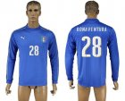 Italy #28 Bonaventura Blue Home Long Sleeves Soccer Country Jersey