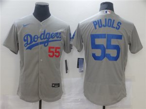 Dodgers #55 Albert Pujols Gray 2020 Nike Flexbase Jersey