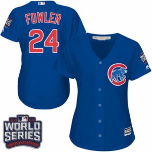 Women\'s Majestic Chicago Cubs #24 Dexter Fowler Authentic Royal Blue Alternate 2016 World Series Bound Cool Base MLB Jersey