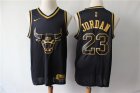 Bulls #23 Michael Jordan Black Gold Nike Swingman Jersey