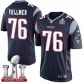 Youth Nike New England Patriots #76 Sebastian Vollmer Elite Navy Blue Team Color Super Bowl LI 51 NFL Jersey