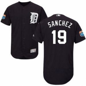 Men\'s Majestic Detroit Tigers #19 Anibal Sanchez Navy Blue Flexbase Authentic Collection MLB Jersey