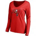 Womens Tampa Bay Buccaneers Pro Line Primary Team Logo Slim Fit Long Sleeve T-Shirt Red