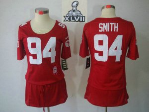 2013 Super Bowl XLVII Women NEW NFL San Francisco 49ers #94 Smith Red (breast cancer awareness)