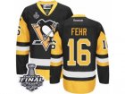 Mens Reebok Pittsburgh Penguins #16 Eric Fehr Authentic Black Gold Third 2017 Stanley Cup Final NHL Jersey