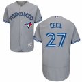 Mens Majestic Toronto Blue Jays #27 Brett Cecil Grey Flexbase Authentic Collection MLB Jersey