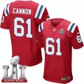 Mens Nike New England Patriots #61 Marcus Cannon Elite Red Alternate Super Bowl LI 51 NFL Jersey