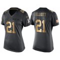 Womens Dallas Cowboys #21 Ezekiel Elliott Anthracite Gold Special Edition Salute to Service Jersey