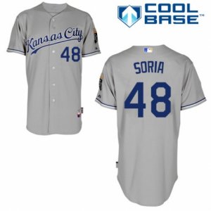 Men\'s Majestic Kansas City Royals #48 Joakim Soria Authentic Grey Road Cool Base MLB Jersey