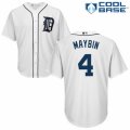 Men's Majestic Detroit Tigers #4 Cameron Maybin Replica White Home Cool Base MLB Jersey