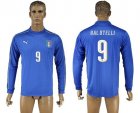 Italy #9 Balotelli Blue Home Long Sleeves Soccer Country Jersey