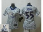 2013 Super Bowl XLVII Women NEW NFL Baltimore Ravens #55 Terrell Suggs jerseys(fem fan zebra)