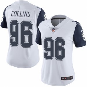 Women\'s Nike Dallas Cowboys #96 Maliek Collins Limited White Rush NFL Jersey