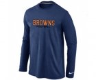 Nike Cleveland Browns Authentic font Long Sleeve T-Shirt D.Blue