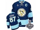 Mens Reebok Pittsburgh Penguins #87 Sidney Crosby Premier Navy Blue Third Vintage 2017 Stanley Cup Final NHL Jersey