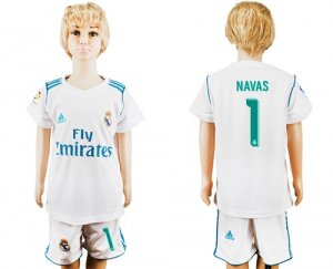 2017-18 Real Madrid 1 NAVAS Home Youth Soccer Jersey