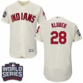 Mens Majestic Cleveland Indians #28 Corey Kluber Cream 2016 World Series Bound Flexbase Authentic Collection MLB Jersey