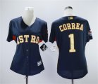 Astros #1 Carlos Correa Navy 2018 Gold Program Women Cool Base Jersey