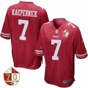 Men\'s San Francisco 49ers #7 Colin Kaepernick Nike Scarlet 70th Anniversary Patch Game Jersey