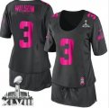 Nike Seattle Seahawks #3 Russell Wilson Dark Grey Super Bowl XLVIII Women Breast Cancer Awareness NFL Elite Jersey