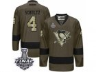 Mens Reebok Pittsburgh Penguins #4 Justin Schultz Premier Green Salute to Service 2017 Stanley Cup Final NHL Jersey