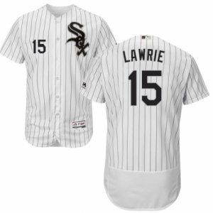 Men\'s Majestic Chicago White Sox #15 Brett Lawrie White Black Flexbase Authentic Collection MLB Jersey