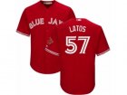 Mens Majestic Toronto Blue Jays #57 Mat Latos Replica Red Canada Day Cool Base MLB Jersey