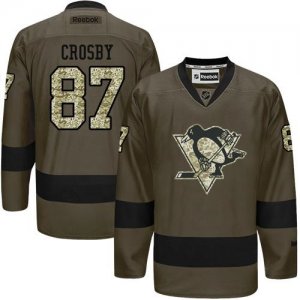 Pittsburgh Penguins #87 Sidney Crosby Green Salute to Service Stitched NHL Jersey