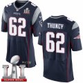 Mens Nike New England Patriots #62 Joe Thuney Elite Navy Blue Team Color Super Bowl LI 51 NFL Jersey