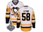 Youth Reebok Pittsburgh Penguins #58 Kris Letang Premier White Away 2017 Stanley Cup Final NHL Jersey