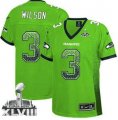 Nike Seattle Seahawks #3 Russell Wilson Green Super Bowl XLVIII Women NFL Elite Drift Fashion Jersey