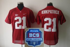 NCAA 2012 BCS National Championship PATCH Alabama Crimson Tide #21 kirkpatrick Red Jersey