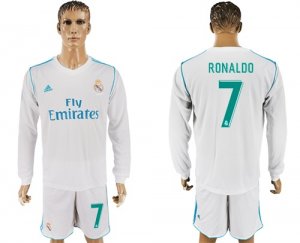 2017-18 Real Madrid 7 RONALDO Home Long Sleeve Soccer Jersey