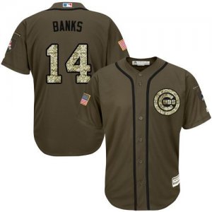 Chicago Cubs #14 Ernie Banks Green Salute to Service Stitched Baseball Jersey