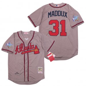 Braves #31 Greg Maddux Gray 1999 World Series Cooperstown Collection Jersey