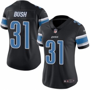 Women\'s Nike Detroit Lions #31 Rafael Bush Limited Black Rush NFL Jersey