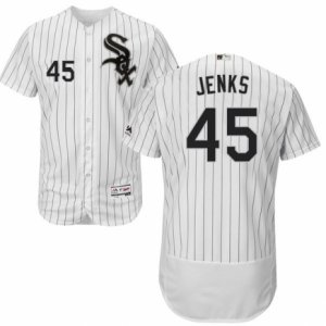 Men\'s Majestic Chicago White Sox #45 Bobby Jenks White Black Flexbase Authentic Collection MLB Jersey