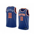 Mens New Yok Knicks #11 Jalen Brunson Blue With NO.6 Stitched Basketball Jersey