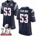 Mens Nike New England Patriots #53 Kyle Van Noy Elite Navy Blue Team Color Super Bowl LI 51 NFL Jersey