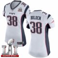 Womens Nike New England Patriots #38 Brandon Bolden Elite White Super Bowl LI 51 NFL Jersey