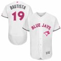 Mens Majestic Toronto Blue Jays #19 Jose Bautista Authentic White 2016 Mothers Day Fashion Flex Base MLB Jersey