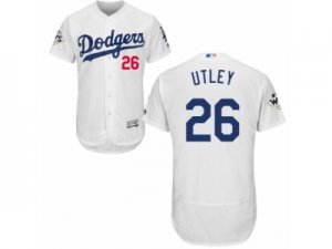 Los Angeles Dodgers #26 Chase Utley Authentic White Home 2017 World Series Bound Flex Base MLB Jersey