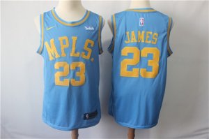 Lakers #23 Lebron James Light Blue Nike Swingman Jersey