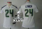 Nike Seattle Seahawks #24 Marshawn Lynch White Super Bowl XLVIII Women Stitched NFL Limited Jersey