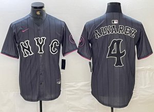 Mets #4 Francisco Alvarez Gray Nike 2024 City Connect Cool Base Jersey