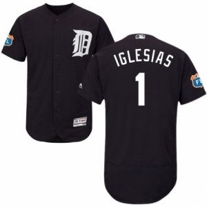 Men\'s Majestic Detroit Tigers #1 Jose Iglesias Navy Blue Flexbase Authentic Collection MLB Jersey