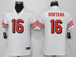 Nike 49ers #16 Joe Montana White Women Color Rush Vapor Untouchable Limited Jersey