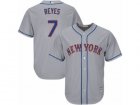 Mens Majestic New York Mets #7 Jose Reyes Replica Grey Road Cool Base MLB Jersey